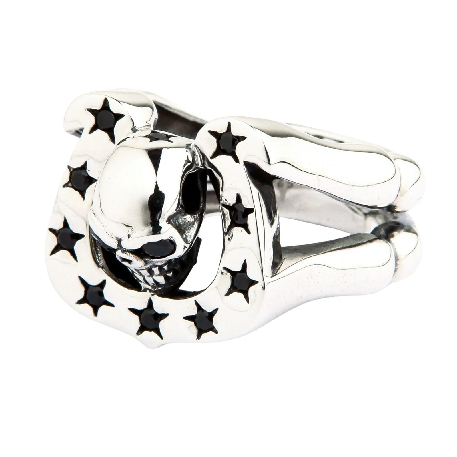 Horseshoe Sterling Silver Skull Biker Rings