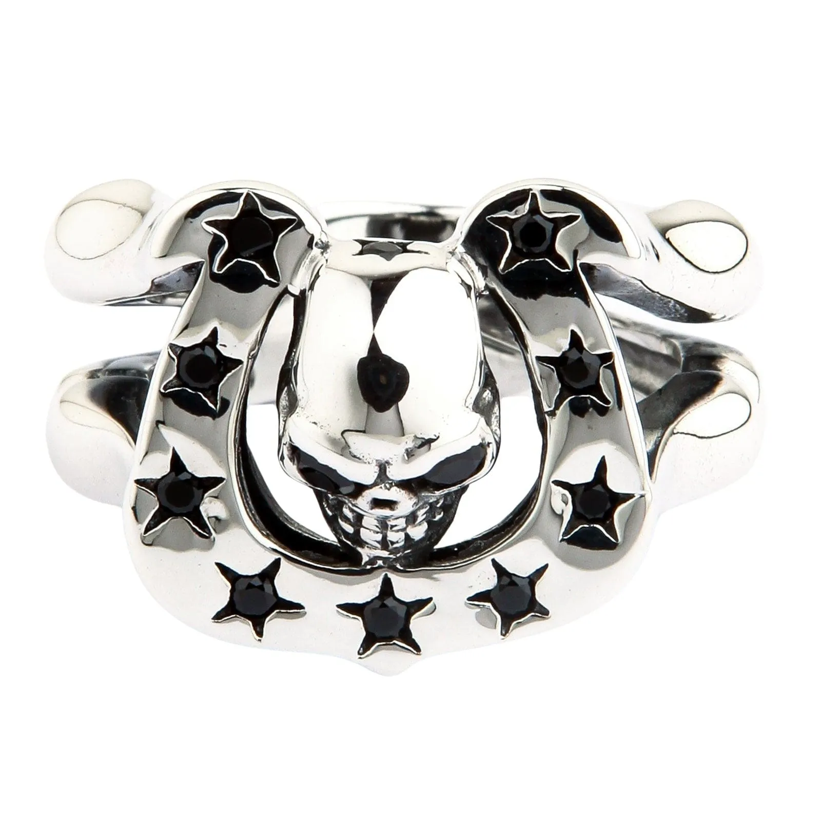 Horseshoe Sterling Silver Skull Biker Rings