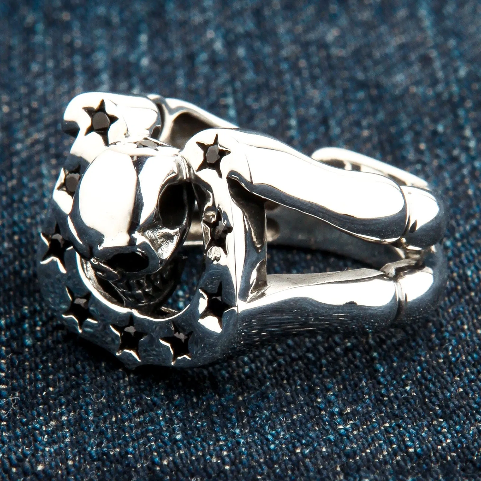 Horseshoe Sterling Silver Skull Biker Rings