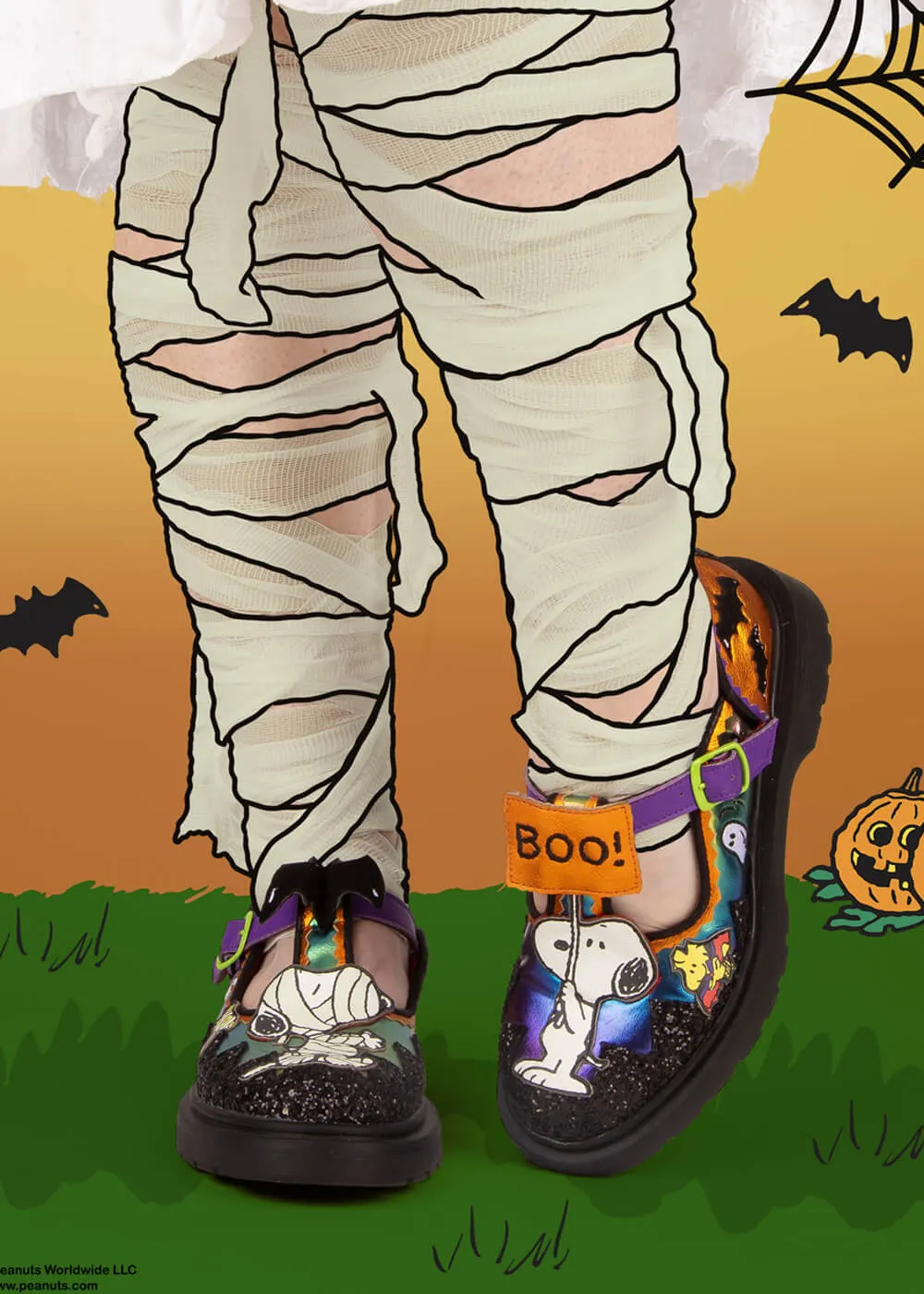 Irregular Choice x Peanuts Don’t Scare Me Mary Jane Schoenen Zwart