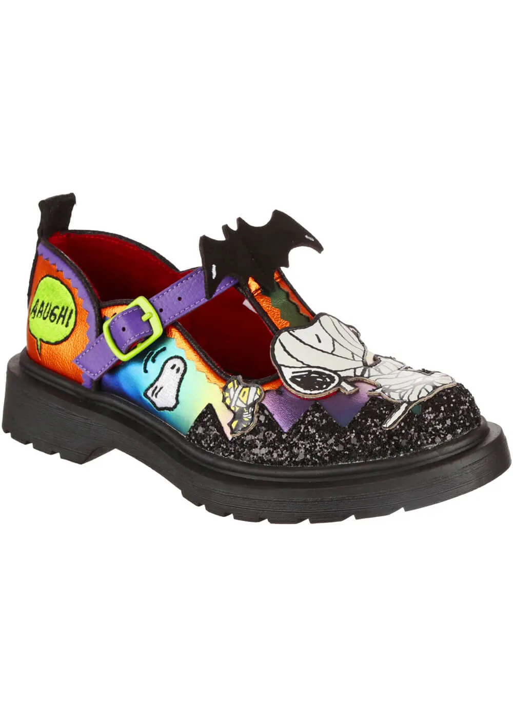 Irregular Choice x Peanuts Don’t Scare Me Mary Jane Schoenen Zwart