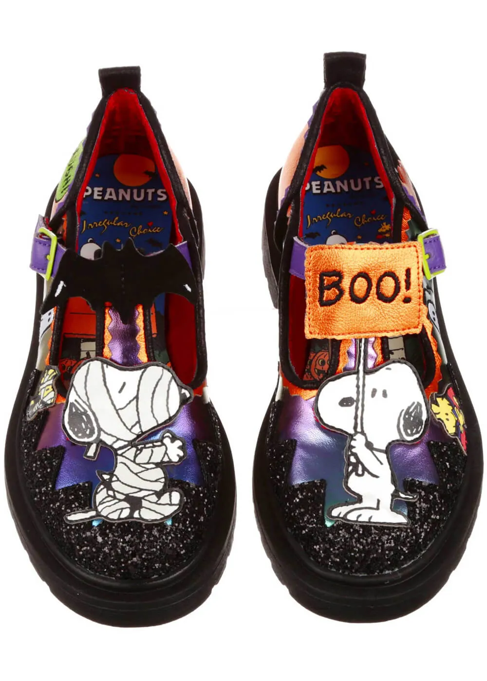 Irregular Choice x Peanuts Don’t Scare Me Mary Jane Schoenen Zwart