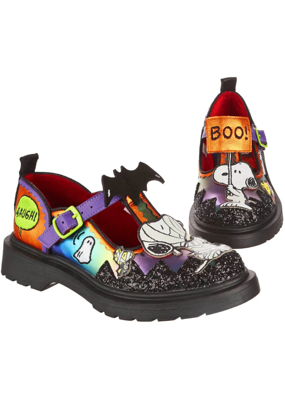 Irregular Choice x Peanuts Don’t Scare Me Mary Jane Schoenen Zwart