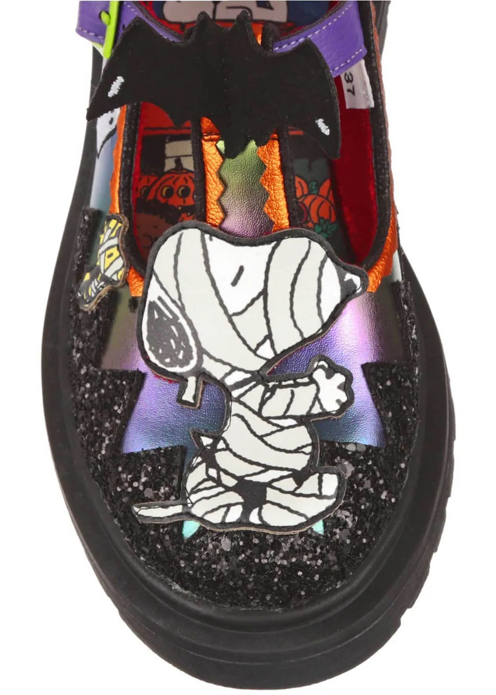 Irregular Choice x Peanuts Don’t Scare Me Mary Jane Schoenen Zwart