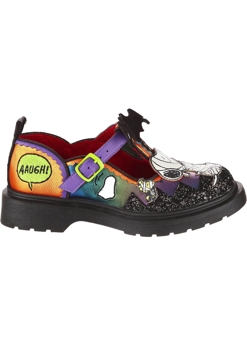 Irregular Choice x Peanuts Don’t Scare Me Mary Jane Schoenen Zwart