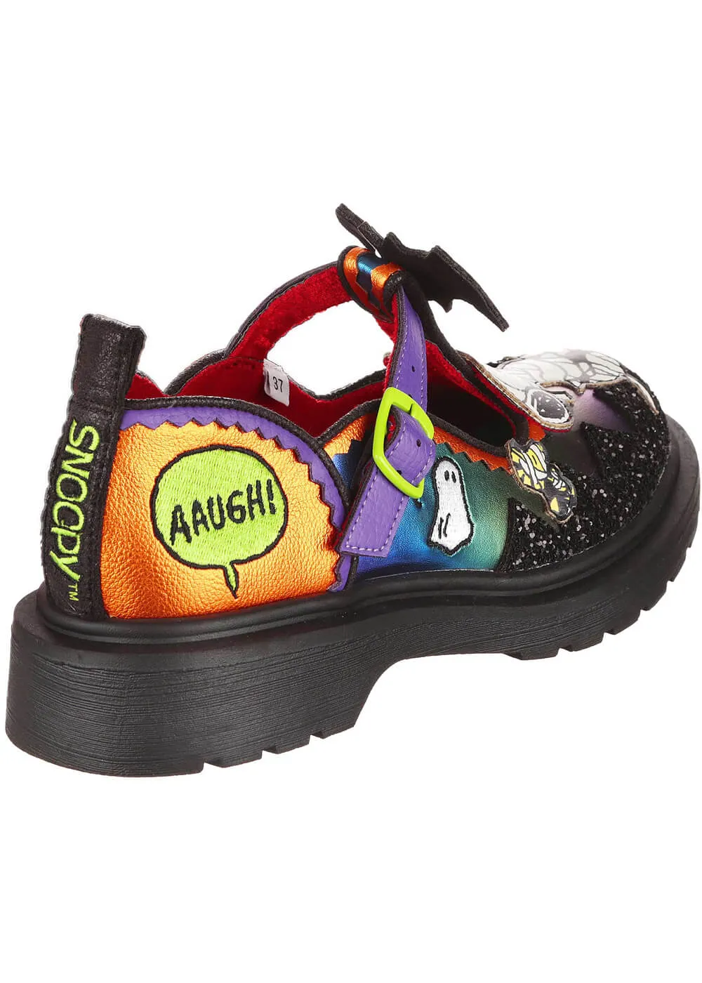 Irregular Choice x Peanuts Don’t Scare Me Mary Jane Schoenen Zwart