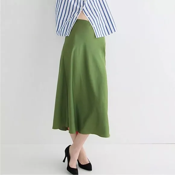 J. Crew Gwyneth Slip Skirt Green S