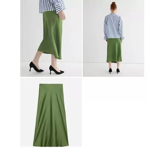 J. Crew Gwyneth Slip Skirt Green S