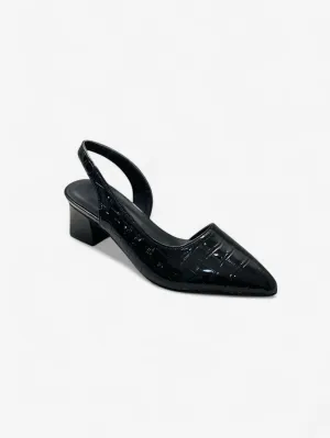 Jada | Women's Glossy Pointed Toe Slingback Block Heels
