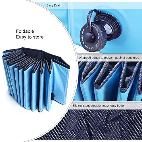 Jasonwell Foldable Dog Pet Bath Pool Collapsible Dog Pet Pool Bathing Tub Kiddie Pool for Dogs Cats and Kids (48inch.D x 11.8inch.H, Blue)