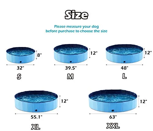 Jasonwell Foldable Dog Pet Bath Pool Collapsible Dog Pet Pool Bathing Tub Kiddie Pool for Dogs Cats and Kids (48inch.D x 11.8inch.H, Blue)