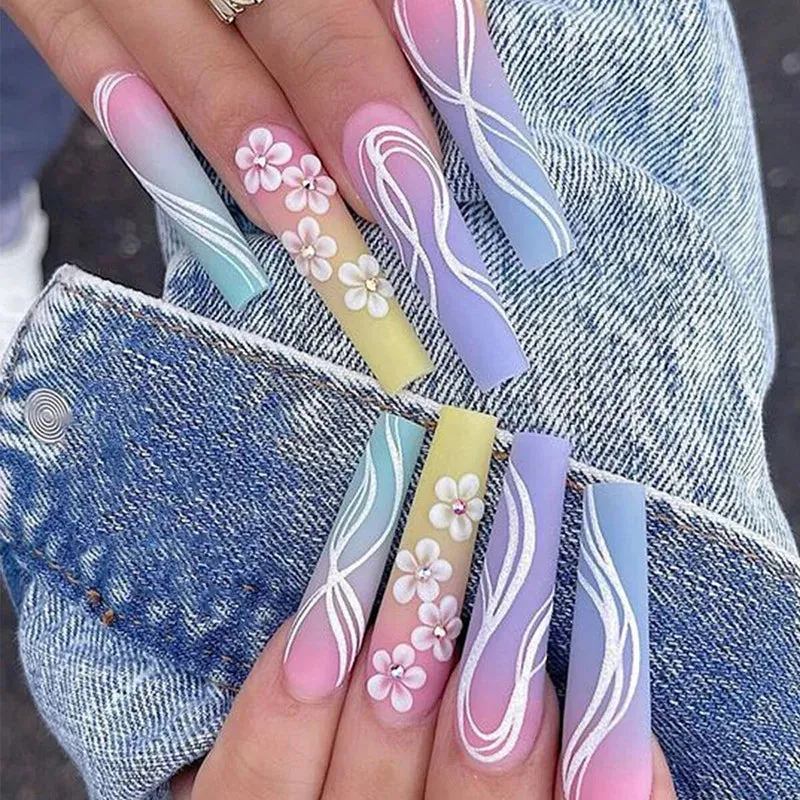 Kawaii Pink Bow Ballet Coffin Press-On Nails 🎀✨ - 24 Pcs Full Cover Magic!