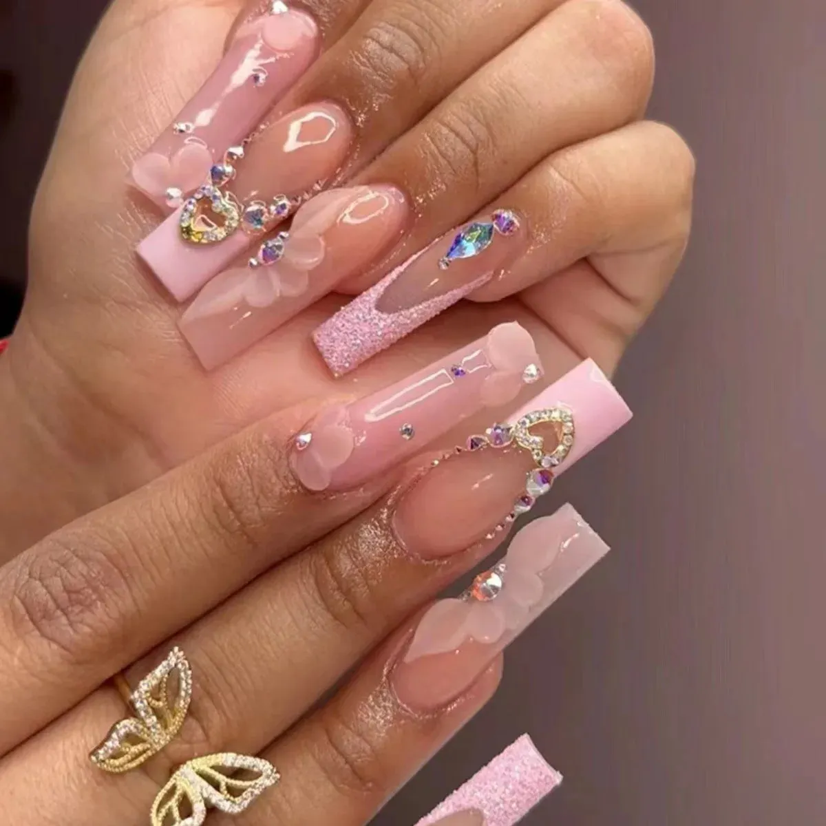 Kawaii Pink Bow Ballet Coffin Press-On Nails 🎀✨ - 24 Pcs Full Cover Magic!