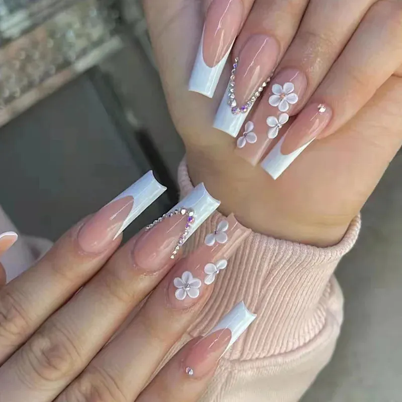Kawaii Pink Bow Ballet Coffin Press-On Nails 🎀✨ - 24 Pcs Full Cover Magic!