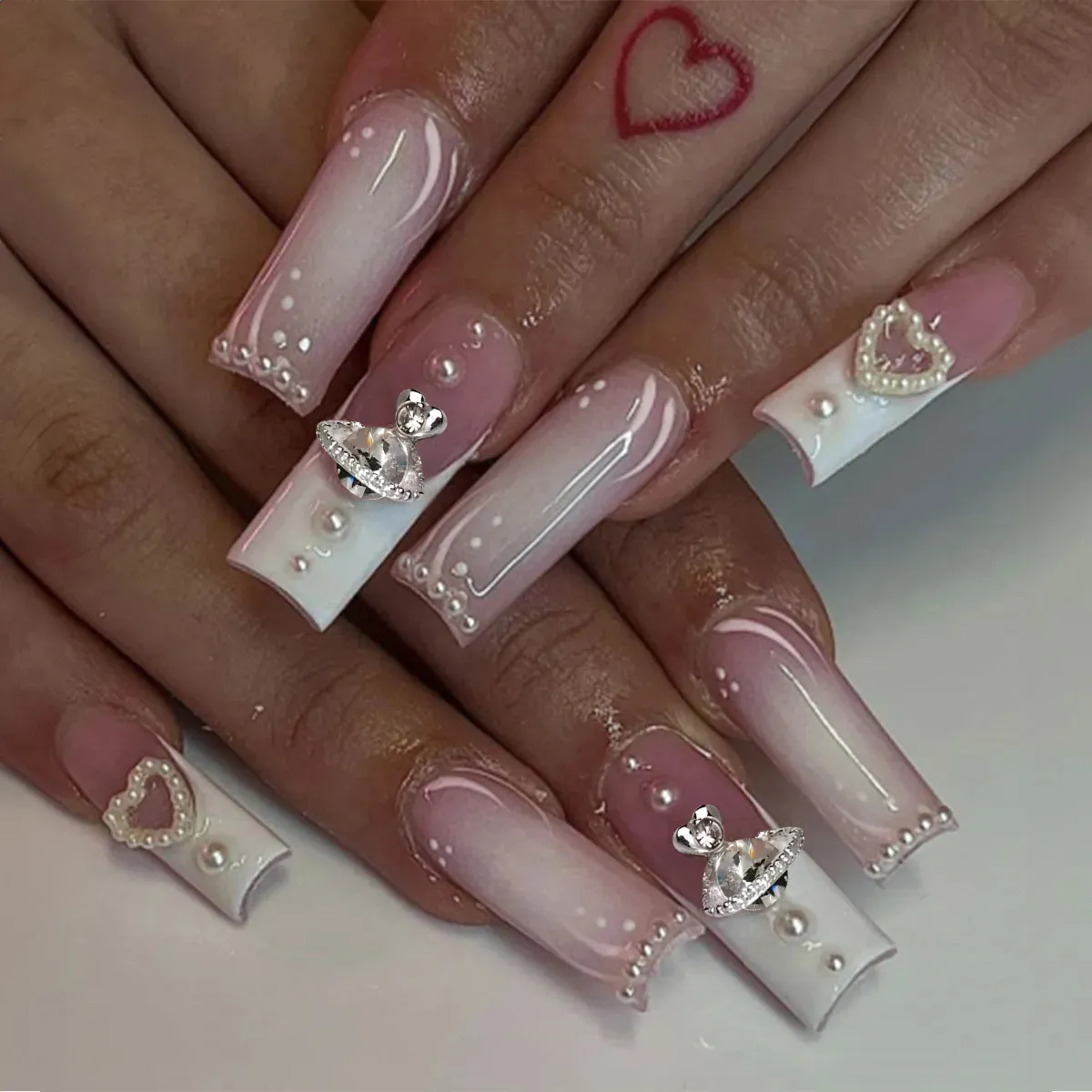 Kawaii Pink Bow Ballet Coffin Press-On Nails 🎀✨ - 24 Pcs Full Cover Magic!