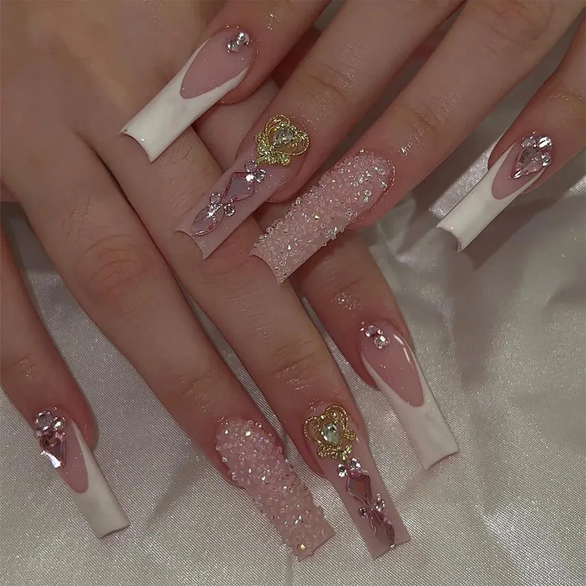 Kawaii Pink Bow Ballet Coffin Press-On Nails 🎀✨ - 24 Pcs Full Cover Magic!