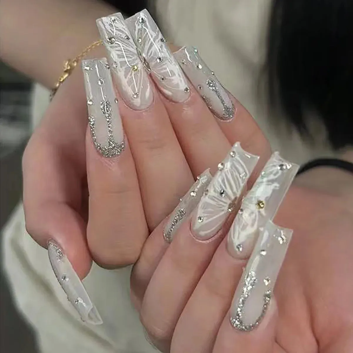 Kawaii Pink Bow Ballet Coffin Press-On Nails 🎀✨ - 24 Pcs Full Cover Magic!