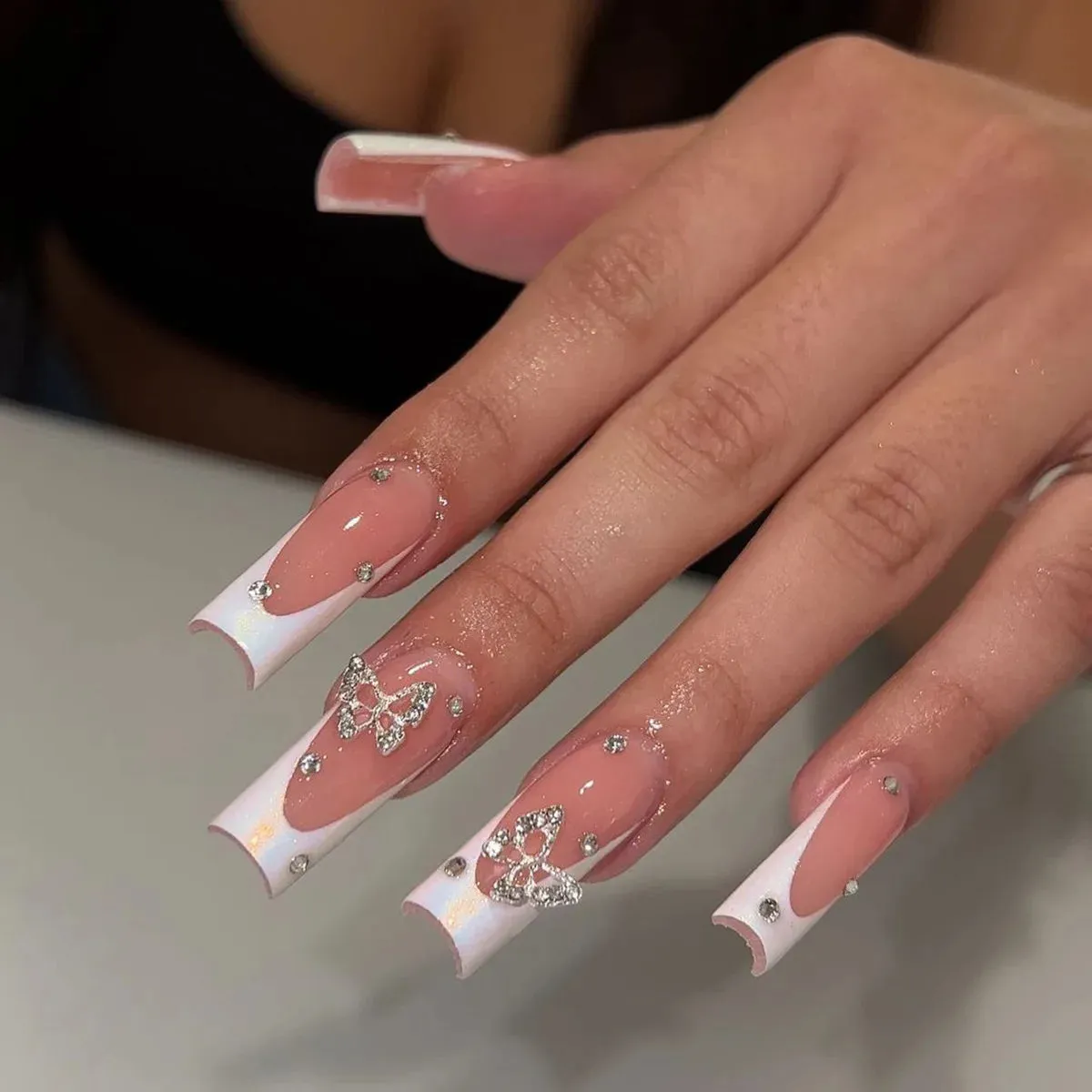 Kawaii Pink Bow Ballet Coffin Press-On Nails 🎀✨ - 24 Pcs Full Cover Magic!
