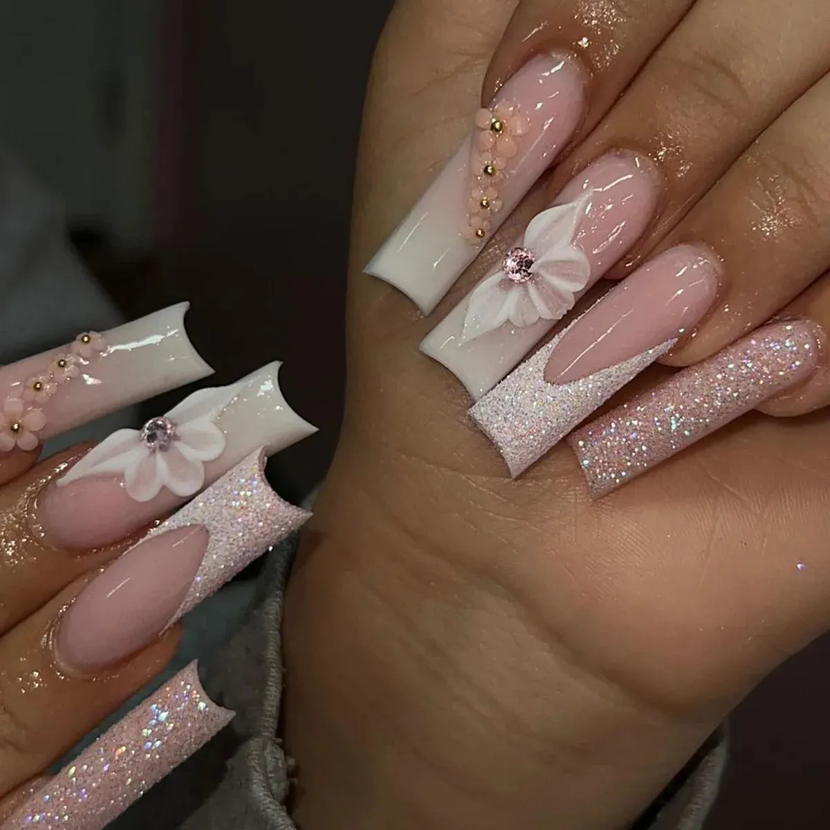 Kawaii Pink Bow Ballet Coffin Press-On Nails 🎀✨ - 24 Pcs Full Cover Magic!