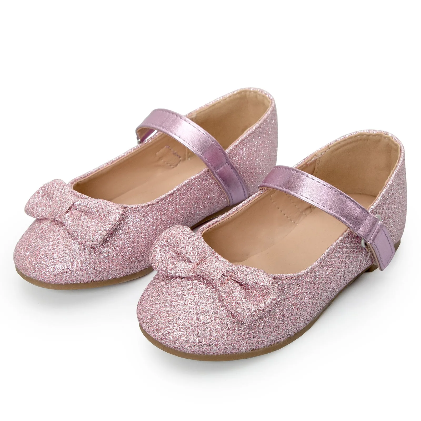 Kids Dress Shoes-Silver/Purple Sequined Mary Jane with Bow Tie