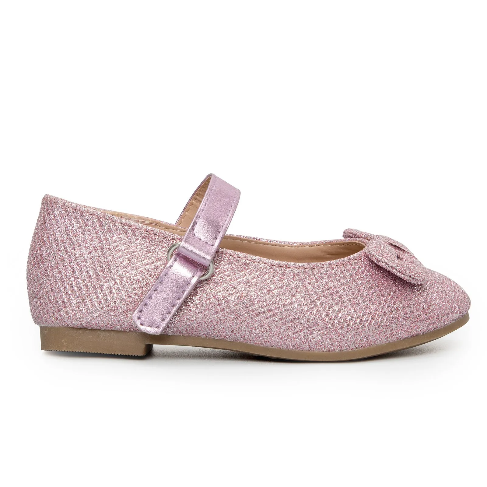Kids Dress Shoes-Silver/Purple Sequined Mary Jane with Bow Tie