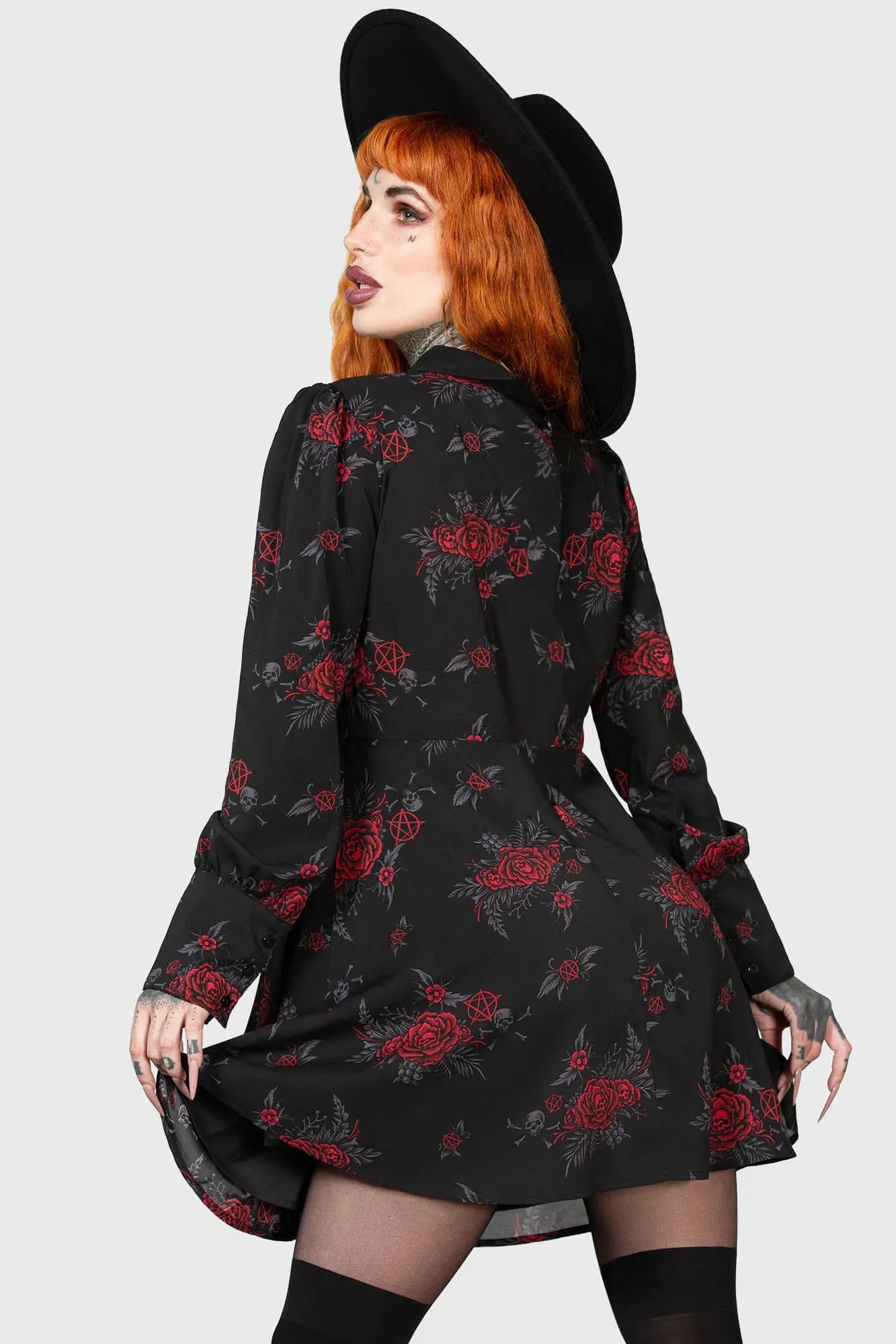 Killstar Pandora's Nightmare Skull Rose Dress Black
