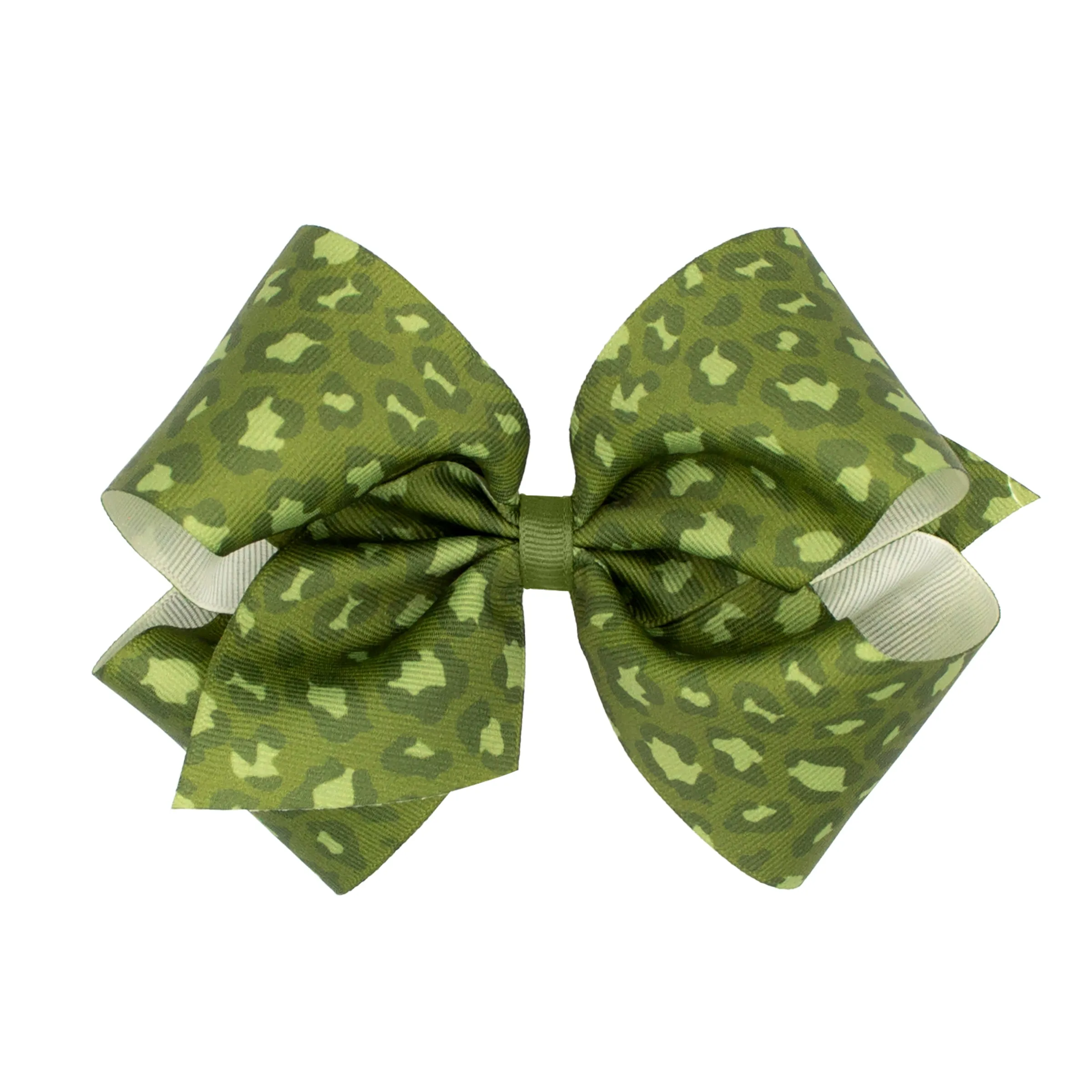 King Leopard Print Grosgrain Hair Bow on Clippie