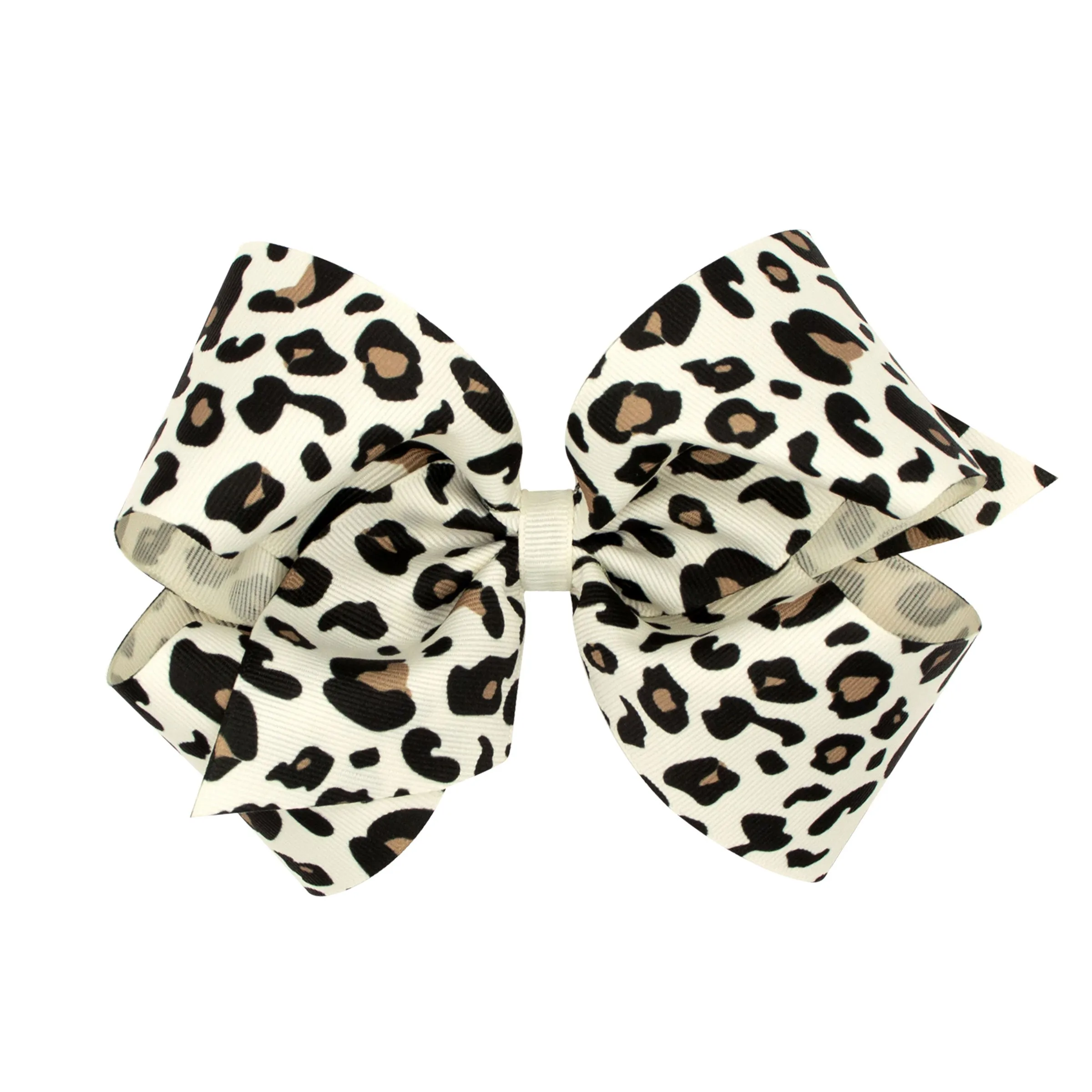 King Leopard Print Grosgrain Hair Bow on Clippie
