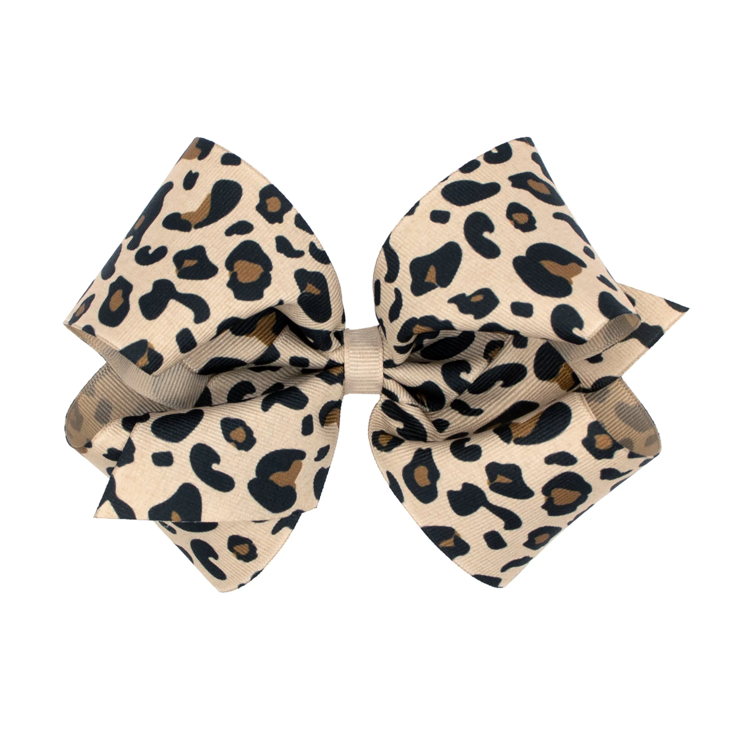 King Leopard Print Grosgrain Hair Bow on Clippie