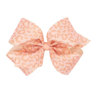 King Leopard Print Grosgrain Hair Bow on Clippie