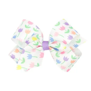 King Printed Easter Hair Bow on Clippie - Tulip