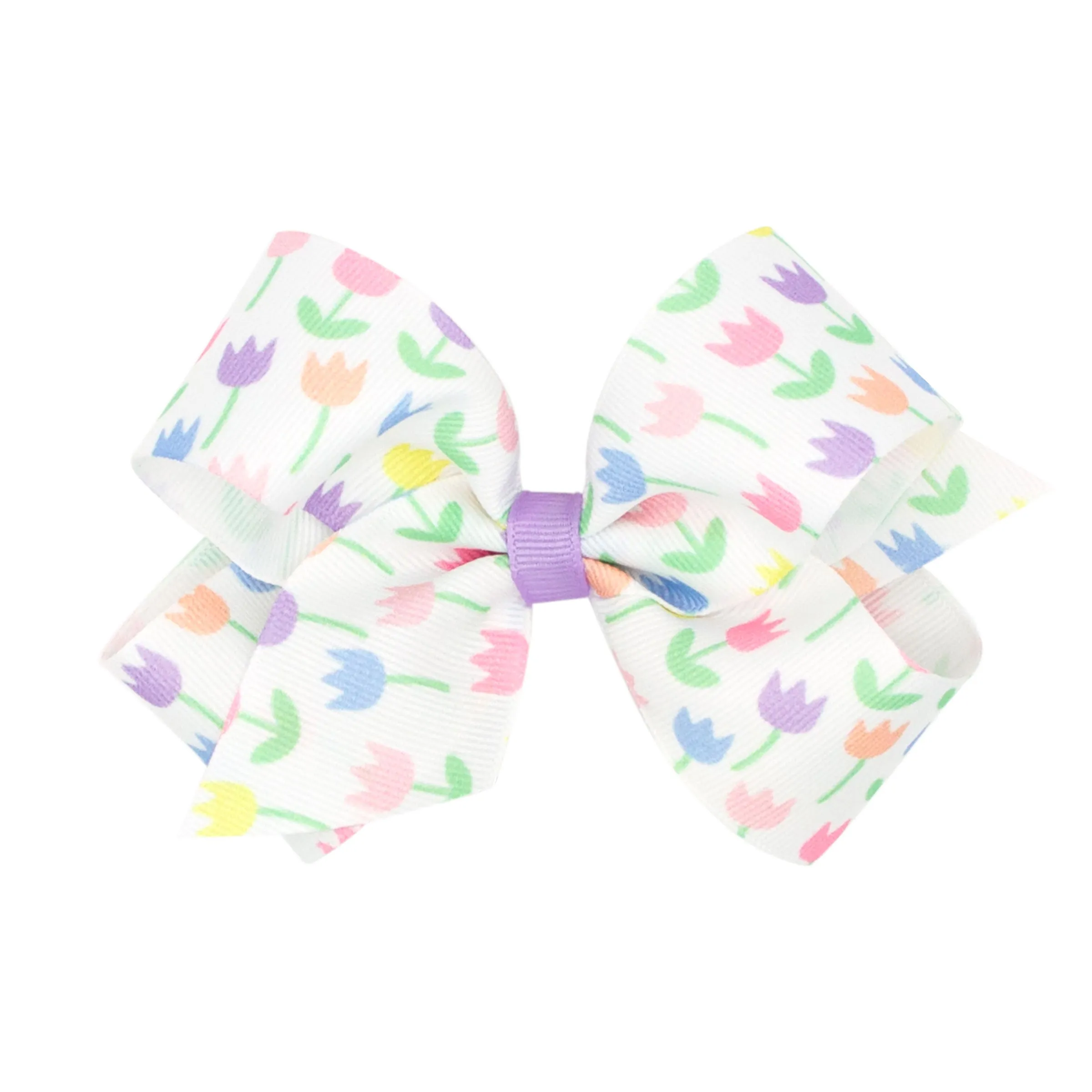 King Printed Easter Hair Bow on Clippie - Tulip
