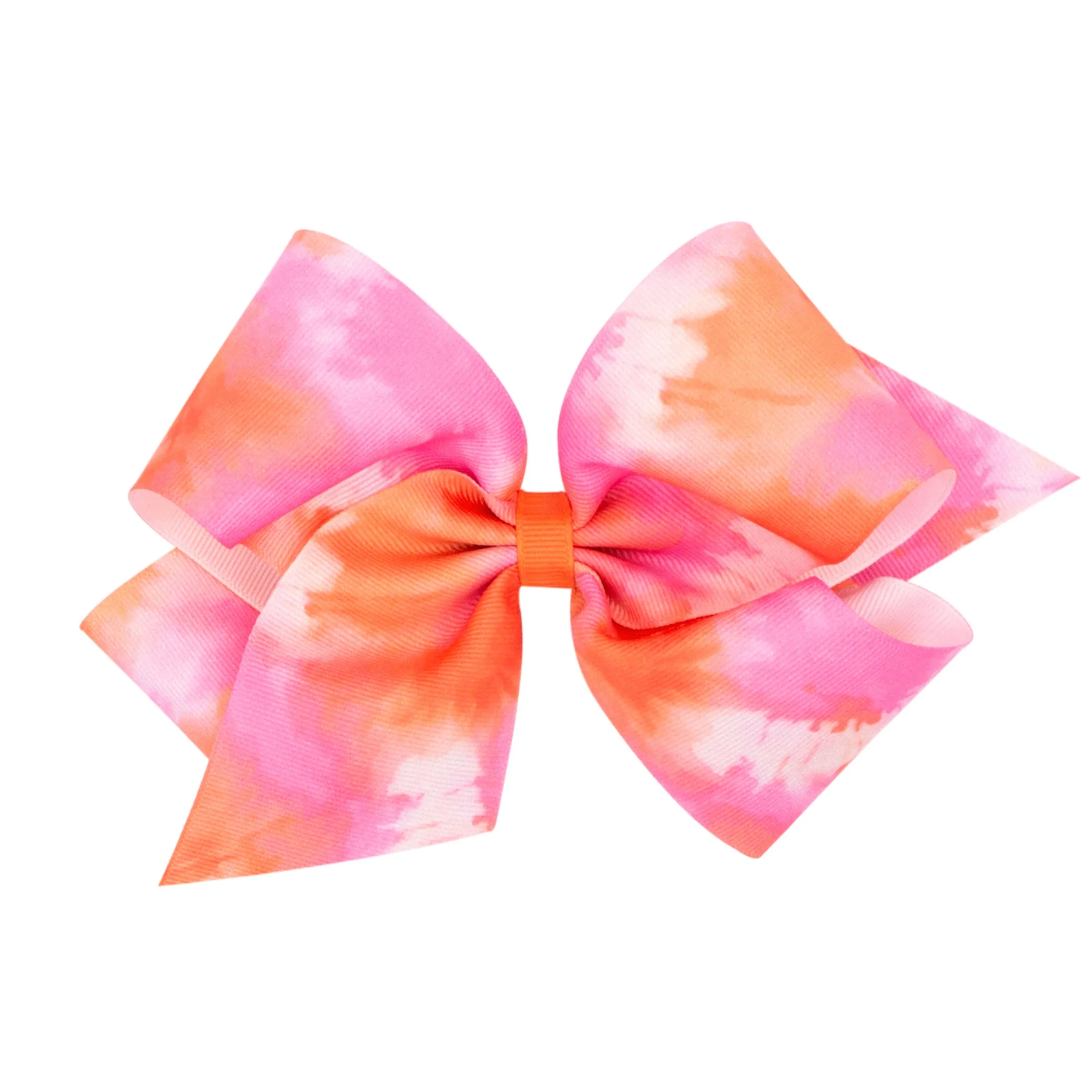 King Tie Dye Print Grosgrain Hair Bow on Clippie