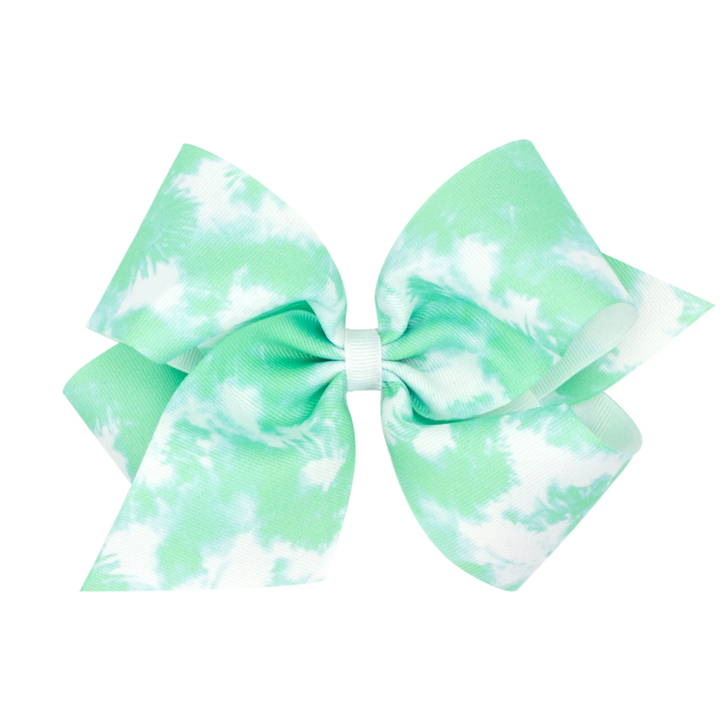 King Tie Dye Print Grosgrain Hair Bow on Clippie