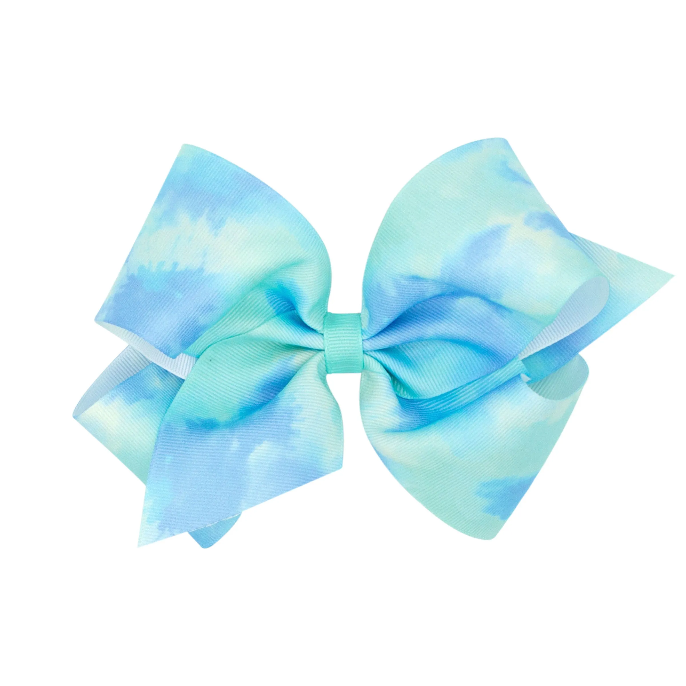 King Tie Dye Print Grosgrain Hair Bow on Clippie