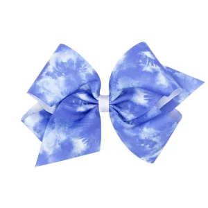 King Tie Dye Print Grosgrain Hair Bow on Clippie