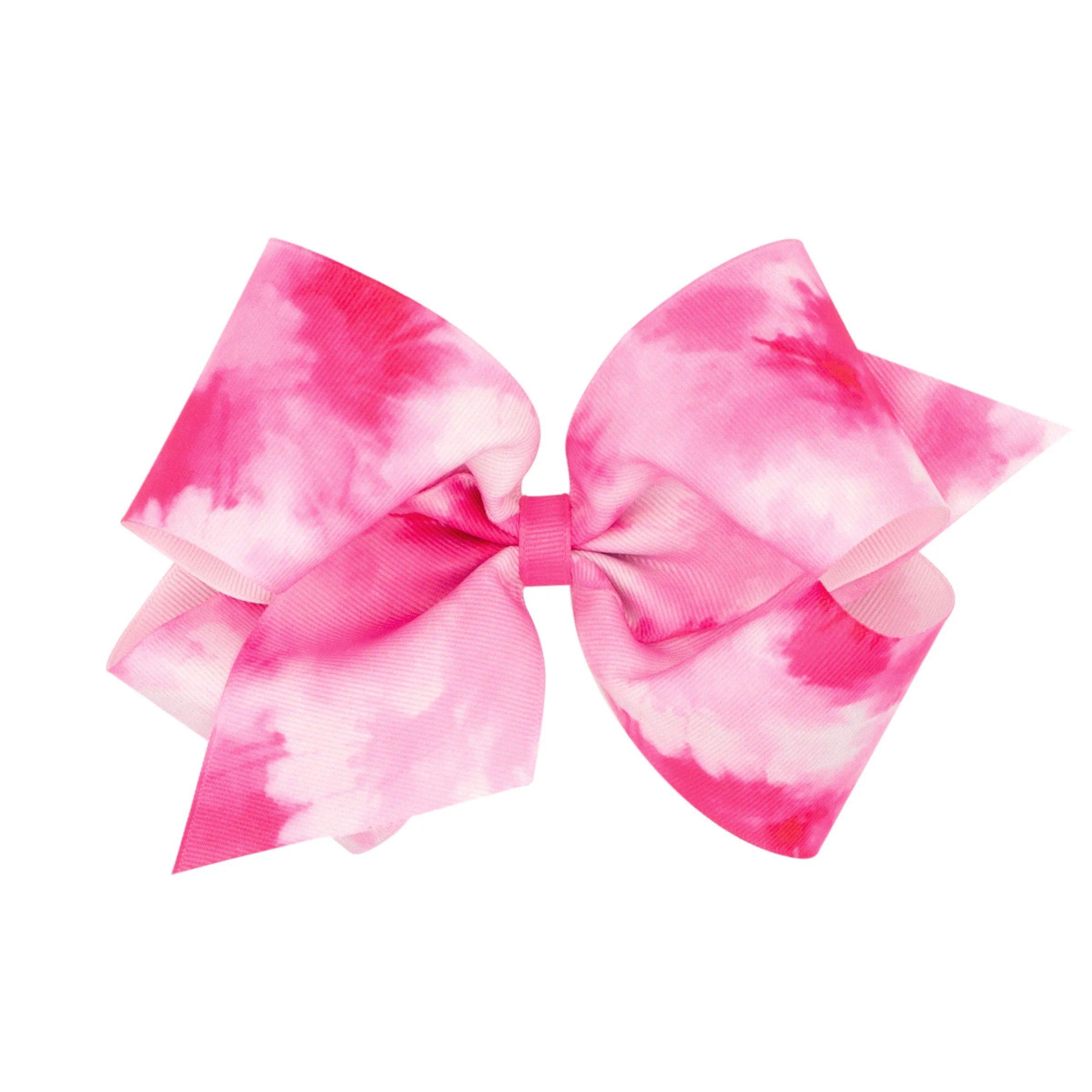 King Tie Dye Print Grosgrain Hair Bow on Clippie