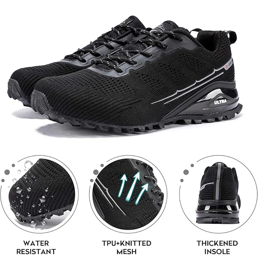 Kricely Men's Trail-Ready Hiking Shoes - Breathable Lightweight Sneakers with Shock Absorption for Gym Training, Mountain Running & Outdoor Adventures