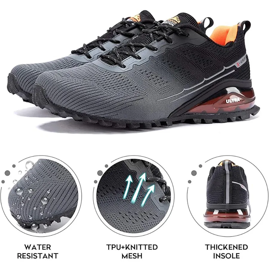 Kricely Men's Trail-Ready Hiking Shoes - Breathable Lightweight Sneakers with Shock Absorption for Gym Training, Mountain Running & Outdoor Adventures