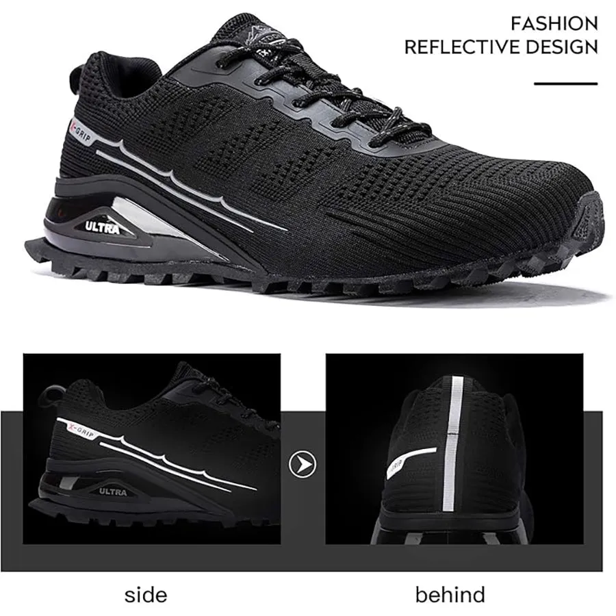 Kricely Men's Trail-Ready Hiking Shoes - Breathable Lightweight Sneakers with Shock Absorption for Gym Training, Mountain Running & Outdoor Adventures