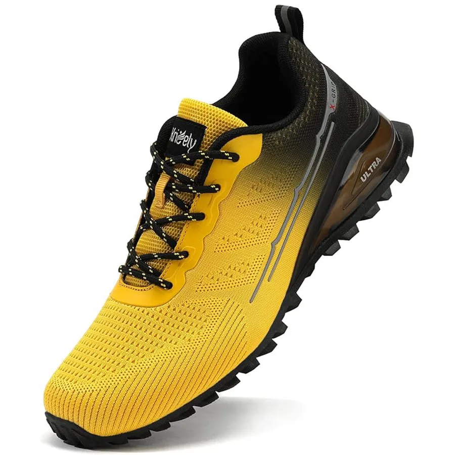 Kricely Men's Trail-Ready Hiking Shoes - Breathable Lightweight Sneakers with Shock Absorption for Gym Training, Mountain Running & Outdoor Adventures