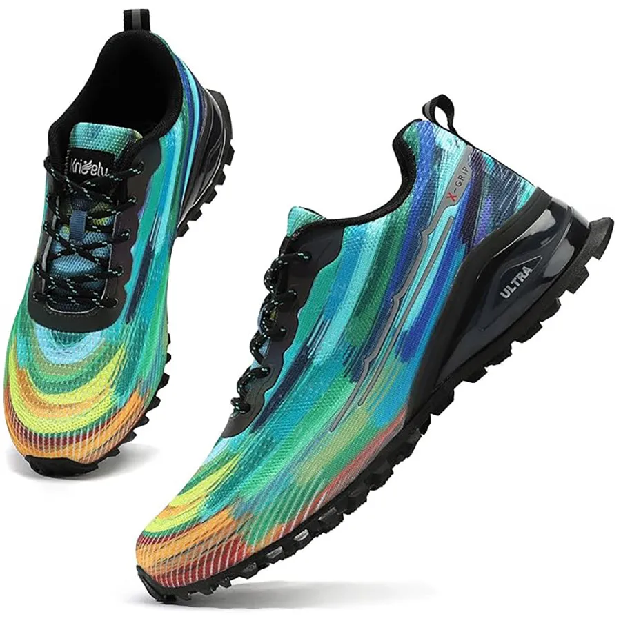 Kricely Men's Trail-Ready Hiking Shoes - Breathable Lightweight Sneakers with Shock Absorption for Gym Training, Mountain Running & Outdoor Adventures