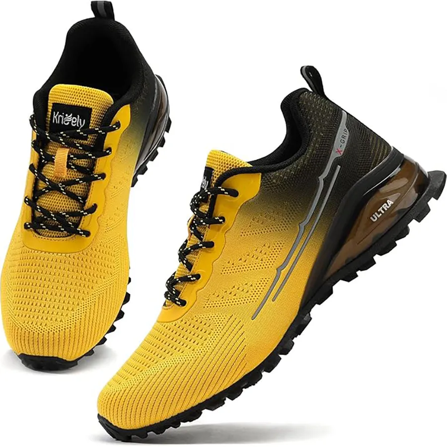 Kricely Men's Trail-Ready Hiking Shoes - Breathable Lightweight Sneakers with Shock Absorption for Gym Training, Mountain Running & Outdoor Adventures