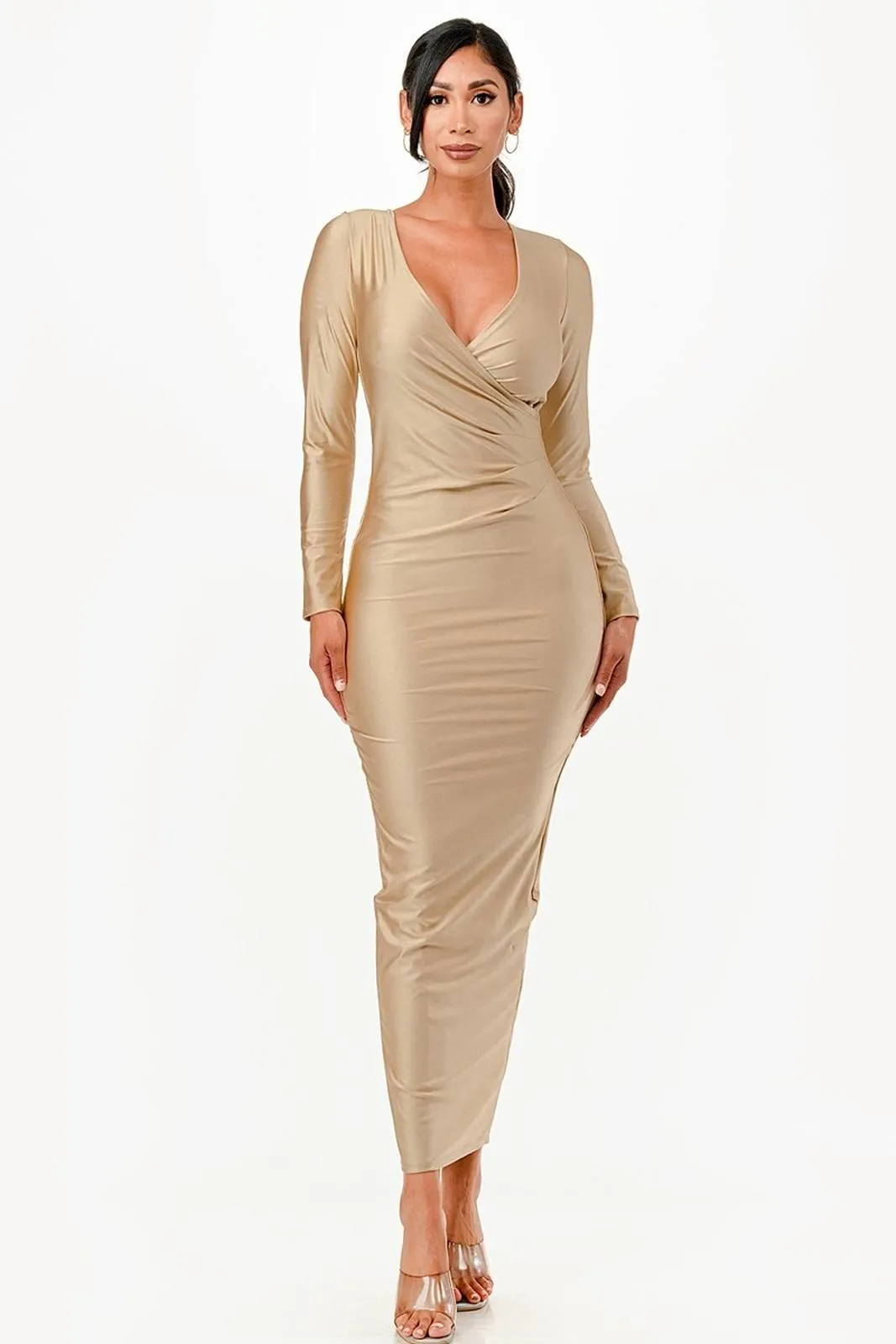 La Scala 26057 Long Sleeve Fitted Maxi Dress