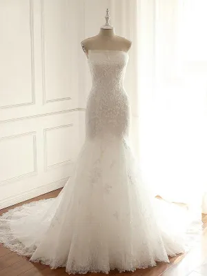 Lace Mermaid Long Custom Cheap Custom Wedding Dresses, WDY0175