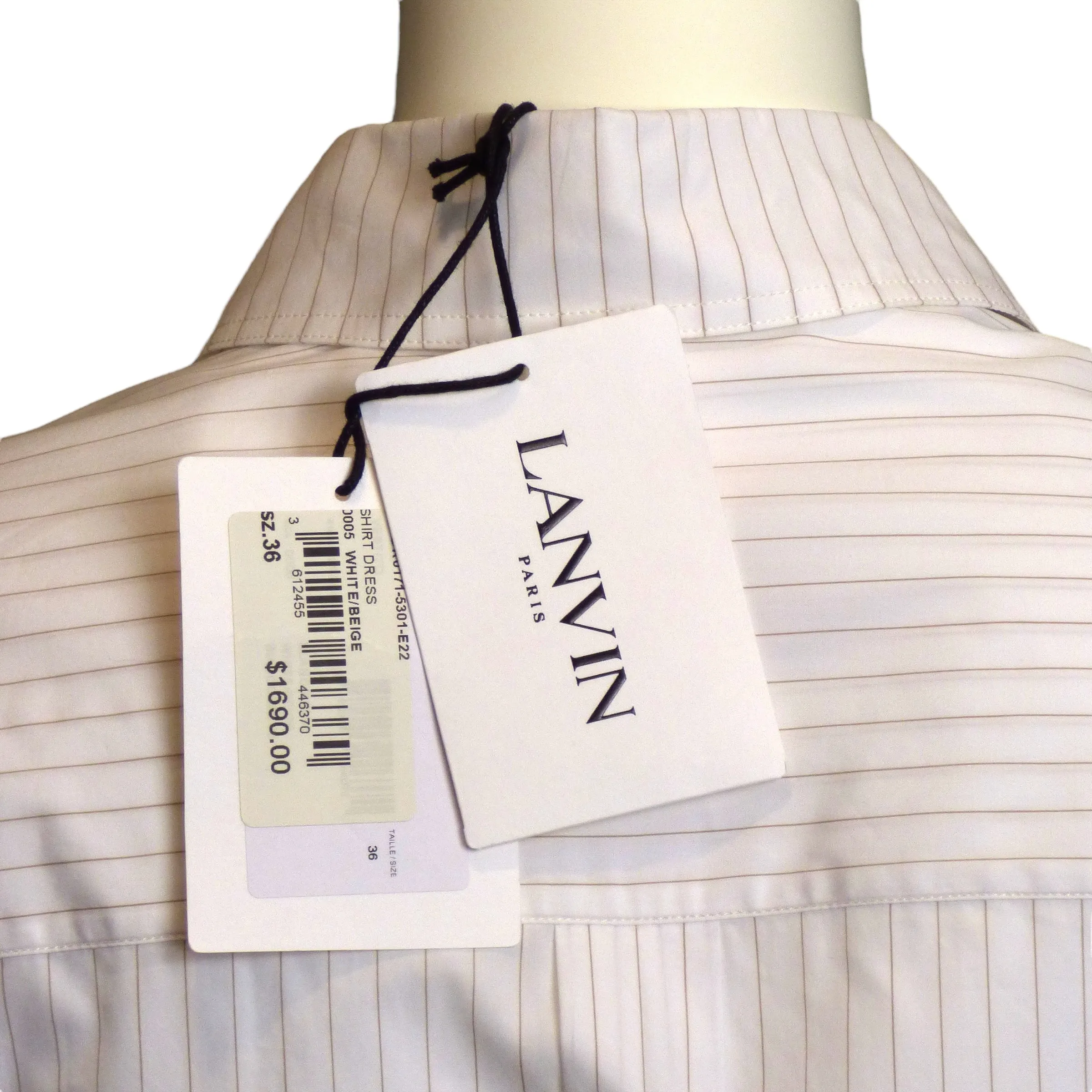 LANVIN X DC COMICS- NWT 2022 Cat Woman Pinstripe Shirt Dress, Size 6