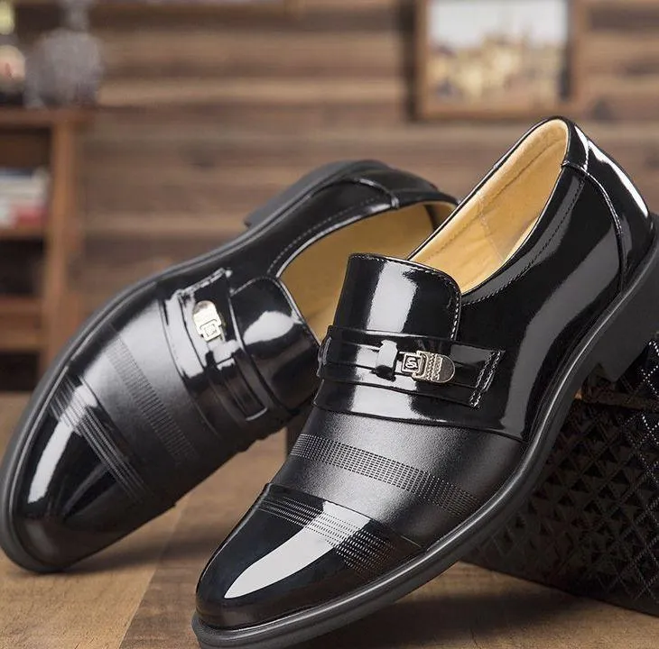 Leather Low Top Solid Color Men Hollow Out Formal Shoes