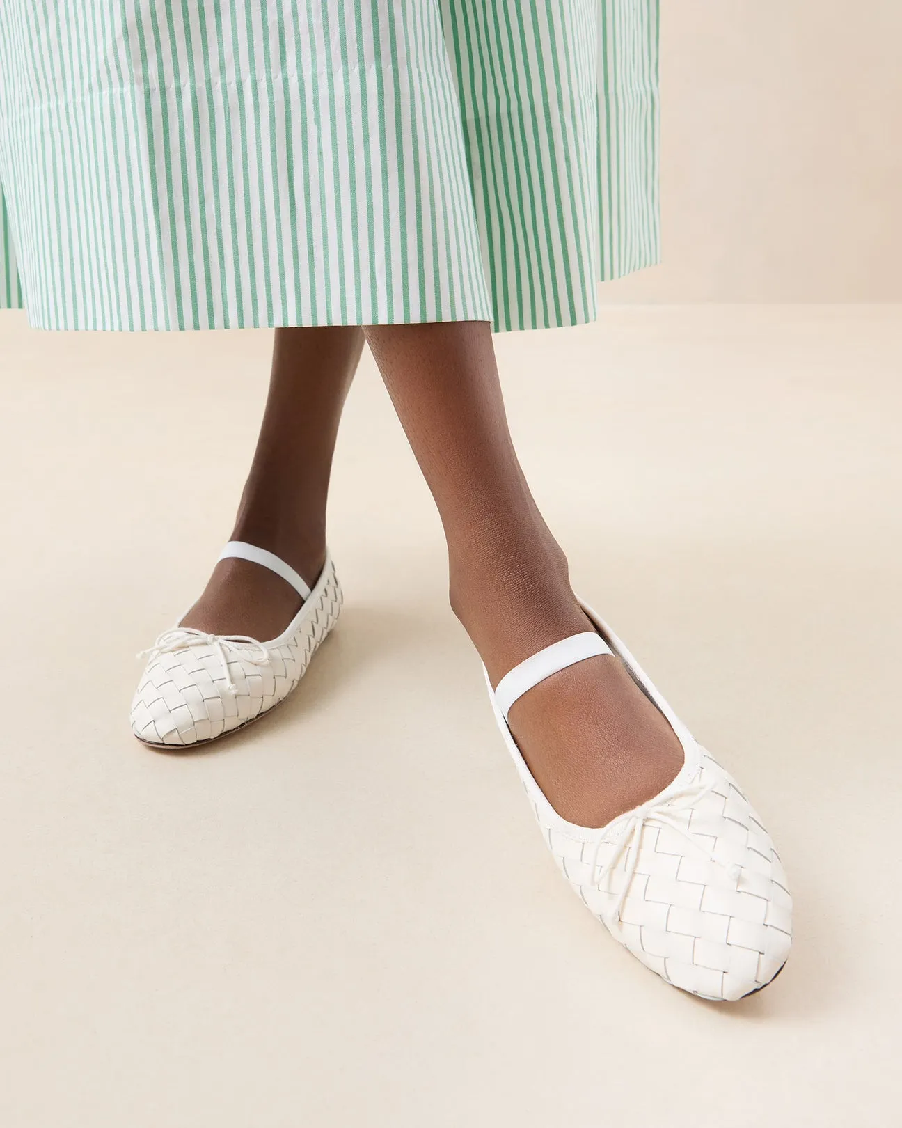 Leonie Woven Ballet Flat in Cream