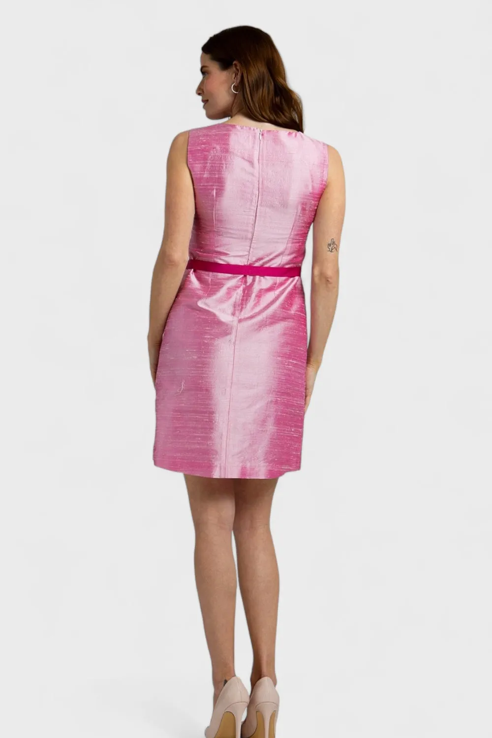 Lia Pink Silk A-Line Dress