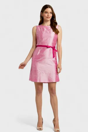 Lia Pink Silk A-Line Dress